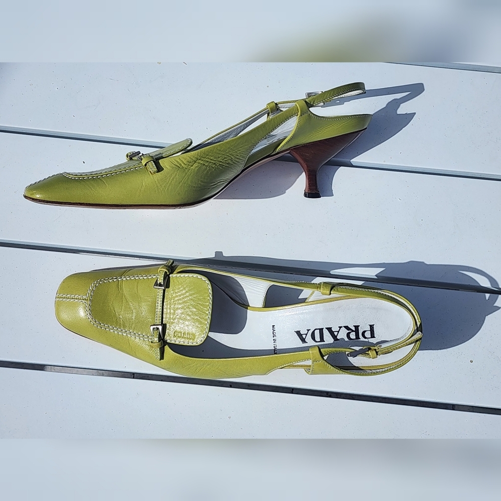 PRADA Women's Rare Green Slingback Heels